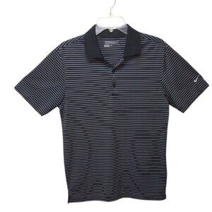 Nike Golf Men's Tour Performance Dri-Fit SS Black White Stripe Polo Tee